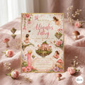Fairy First Birthday Invitation Template, Soft Pastel Floral 1st Birthday Party Printable Invite, Wildflower Fairy Garden (Digital Download)