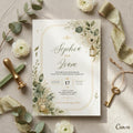 Editable Floral Wedding Invitation Template, Summer Wedding Invite, Elegant Botanical Design, Floral Watercolor Design, Wedding Invitation