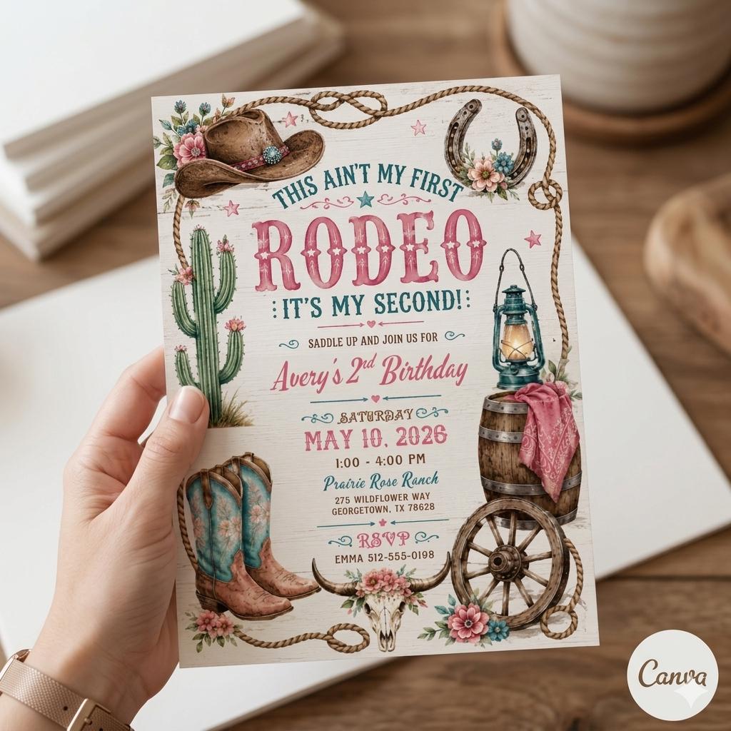 Rodeo Birthday Invitation Template: Western Party Invite (Digital Download)