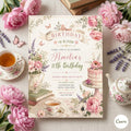 Editable Flower Bloom Invitation, Wildflower Birthday Invitation, Flower Stems, Boho Wildflower Party Printable Invitation Canva Template