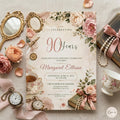 Editable Flower Bloom Invitation, Wildflower Birthday Invitation, Flower Stems, Boho Wildflower Party Printable Invitation Canva Template