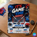 Ice Hockey Birthday Invitation Template, Its Game Time Hockey Stadium Party Invite Boy, Editable Neon Hockey Canva Instant Download