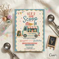 Ice Cream Truck First Birthday Invitation: Ice Cream “Here’s the Scoop” Invite , Sweet One Birthday Invitation (Digital Download)