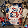 America’s 250th Anniversary Invitation, 4th of July 2026 Party Invite, 4th of July Party Invitation, Canva Template