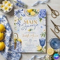 Blue Lemon Bridal Shower Invitation, She Found Her Main Squeeze Template (Digital Download)