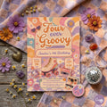 Editable Groovy 4th Birthday Invitation: Daisy Van Hippie Rainbow Theme (Digital Download)