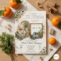 Baby Boy Sip and See Invitation Template , A Little Cutie Has arrived Blue Pickup Truck Orange Oh Boy Couple Couples (Digital Download)