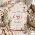 Wildflower Birthday Invitation Template: Wildflower 3rd Birthday Invitation Blush Mauve Yellow Floral Garden Flower Invite Digital Download
