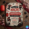 Ninja Birthday Invitation , Karate Boys Party Invite , Editable Ninja Canva Template , Digital Download
