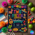 Editable Time Two Fiesta 2nd Birthday Party Invitation No Time To Siesta Let's Fiesta Mexican Cactus 2nd Birthday Party (Digital Download)